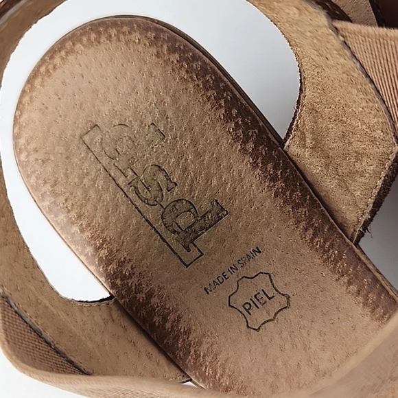 dsd Wedge Straps Sandals Tan Leather Lightweight Elasticized Ankle Size 38 - Picture 10 of 13